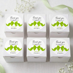 Sticker Rond Cadeau de Remerciement de Mariage Vert Citron pour