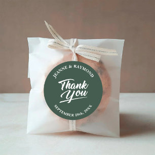 Sticker Rond Cadeau de Remerciement de Mariage Vert Sauge Moder