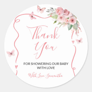 Sticker Rond Cadeau de remerciement floral rose pour fille de B