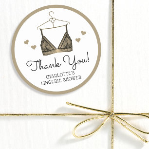 Sticker Rond Cadeau de Remerciement Lingerie Dentelle en Aquare