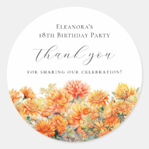 Sticker Rond Cadeau de remerciement pour 18e anniversaire Fleur