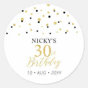 Sticker Rond Cadeau de remerciement pour 30e anniversaire Or & 