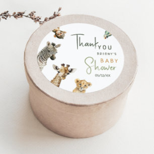 Sticker Rond Cadeau de remerciement pour Baby Shower Animaux sa