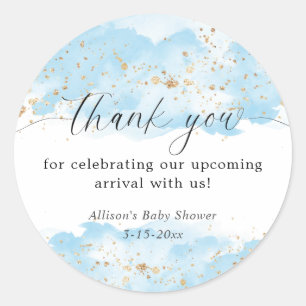 Sticker Rond Cadeau de remerciement pour baby shower aquarelle 