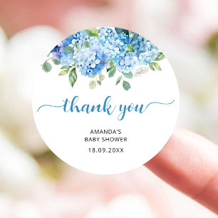 Sticker Rond Cadeau de remerciement pour Baby Shower Blue Hydra