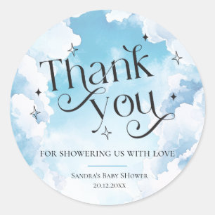 Sticker Rond Cadeau de remerciement pour Baby Shower Ciel Nuage