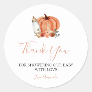 Sticker Rond Cadeau de remerciement pour Baby Shower Citrouille