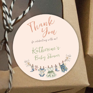 Sticker Rond Cadeau de remerciement pour Baby Shower Rustique s