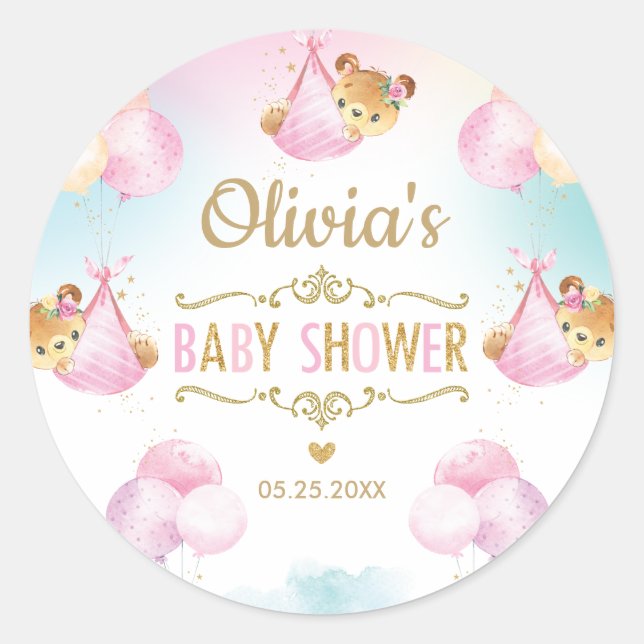 Sticker Rond Cadeau de remerciement pour fille pour baby shower (Devant)