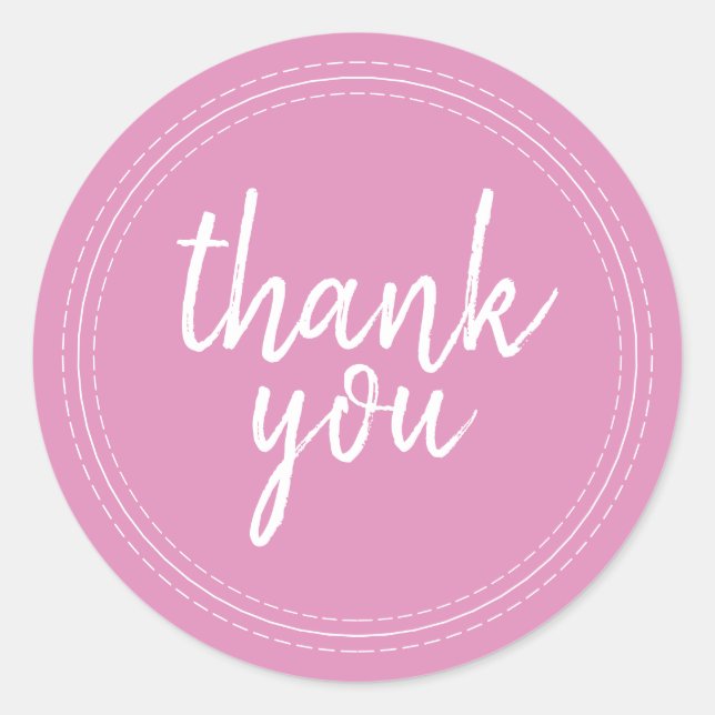 Sticker Rond Cadeau de remerciement rose fuchsia Chic Script (Devant)