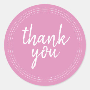 Sticker Rond Cadeau de remerciement rose fuchsia Chic Script