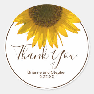 Sticker Rond Cadeau de Remerciement Tournesol