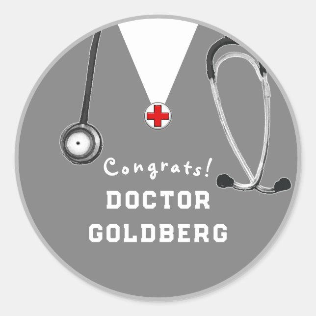 Sticker Rond Cadeau de remise de diplôme de docteur (Devant)