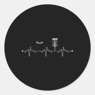 Sticker Rond Cadeau de rythme cardiaque de golfeur de frisbee d