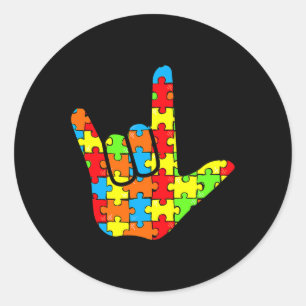Sticker Rond Cadeau de sensibilisation au langage des signes As