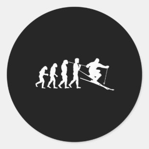 Sticker Rond Cadeau de ski d'évolution de ski Sport d'hiver