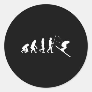 Sticker Rond Cadeau de skieur de ski d'évolution