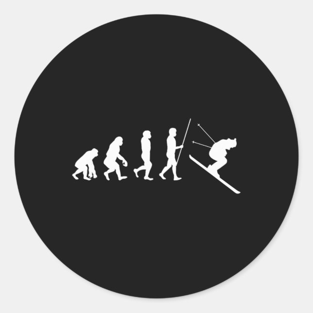 Sticker Rond Cadeau de skieur de ski d'évolution  (Devant)