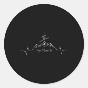 Sticker Rond Cadeau de skieur plaisir de ski Ski j'ai besoin de