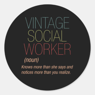 Sticker Rond Cadeau de soins sociaux pour travailleur social vi