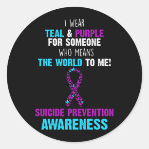 Sticker Rond Cadeau de soutien et de prévention sarcelle violet