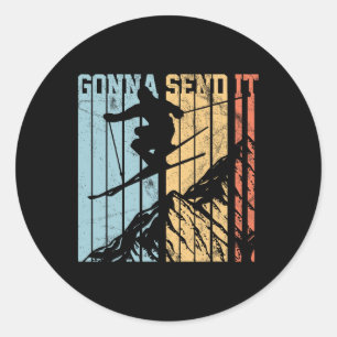 Sticker Rond Cadeau de sports d'hiver Ski Gonna Send It