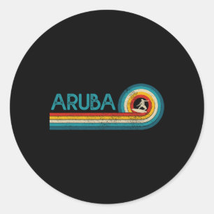 Sticker Rond Cadeau de surf vintage de plage Aru
