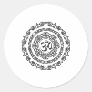 Sticker Rond Cadeau de symbole Om Mandala Yoga Bouddha Yogi