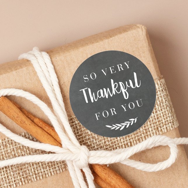 Sticker Rond Cadeau de Thanksgiving d'automne gris rustique (Créateur téléchargé)