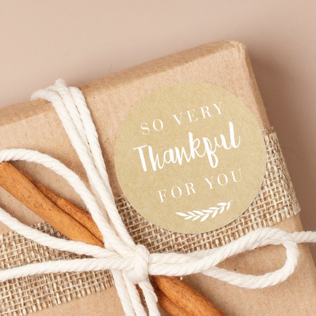 Sticker Rond Cadeau de Thanksgiving d'automne Kraft rustique (Créateur téléchargé)