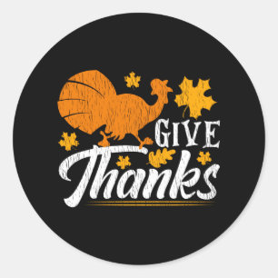 Sticker Rond Cadeau de Thanksgiving Dinde de la Rentrée Rustiqu