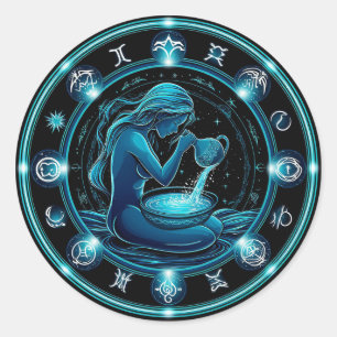 Sticker Rond Cadeau de thème astral cosmique du signe du Versea