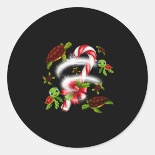 Sticker Rond Cadeau de tortue   Turtle Candy Sweet Christmas