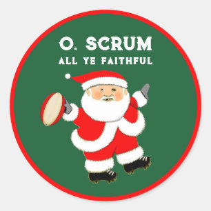 Sticker Rond Cadeau de vacances de Noël de rugby