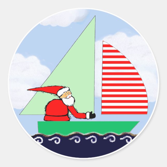 Sticker Rond Cadeau de vacances de voile (Devant)
