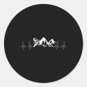 Sticker Rond Cadeau de vélo de montagne cool Battement de cœur 