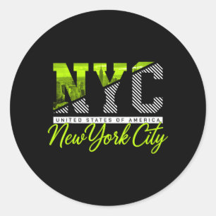 Sticker Rond Cadeau de voyage de la ville de New York Nyc Skyli