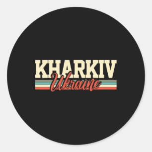 Sticker Rond Cadeau de voyage rétro à Kharkiv en Ukraine