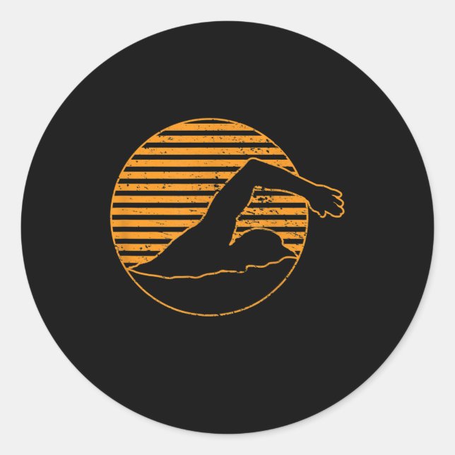 Sticker Rond Cadeau Design De Baignade Pour Amoureux De Baignad (Devant)