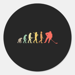 Sticker Rond Cadeau d'évolution de hockey sur glace rétro pour 