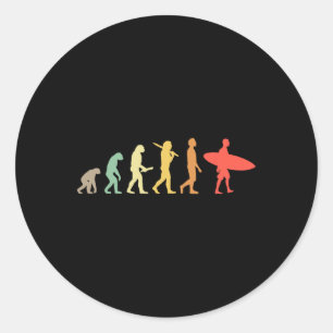 Sticker Rond Cadeau d'évolution de surf rétro pour surfeurs