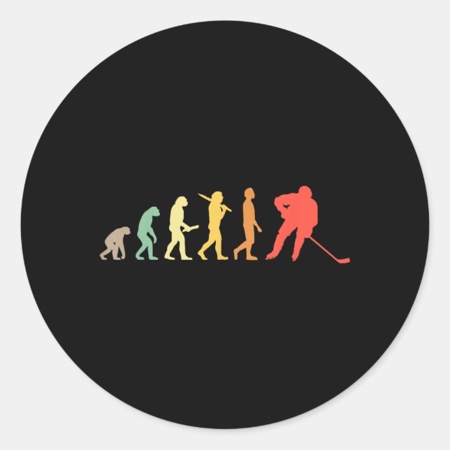 Sticker Rond Cadeau d'évolution du hockey sur glace rétro pour  (Devant)