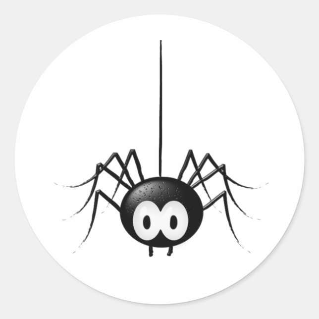 Sticker Rond Cadeau d'Halloween Black Spider mignon (Devant)