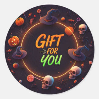 Sticker Rond Cadeau d'Halloween pour vous