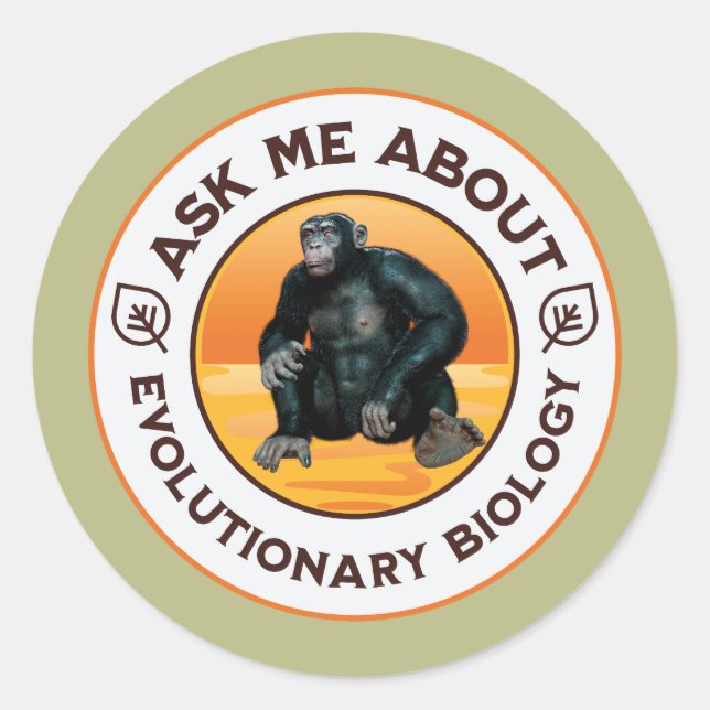 Sticker Rond Cadeau d'humour sur l'évolution pour un professeur (Devant)