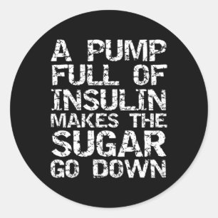 Sticker Rond Cadeau diabétique Une pompe remplie d'insuline fai