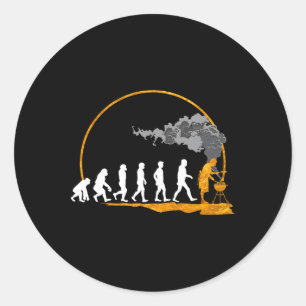 Sticker Rond Cadeau d'impression pour hommes Grilling Evolution