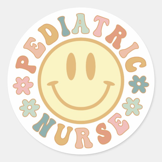 Sticker Rond Cadeau d'infirmière pédiatrique mignon | Soins inf (Devant)