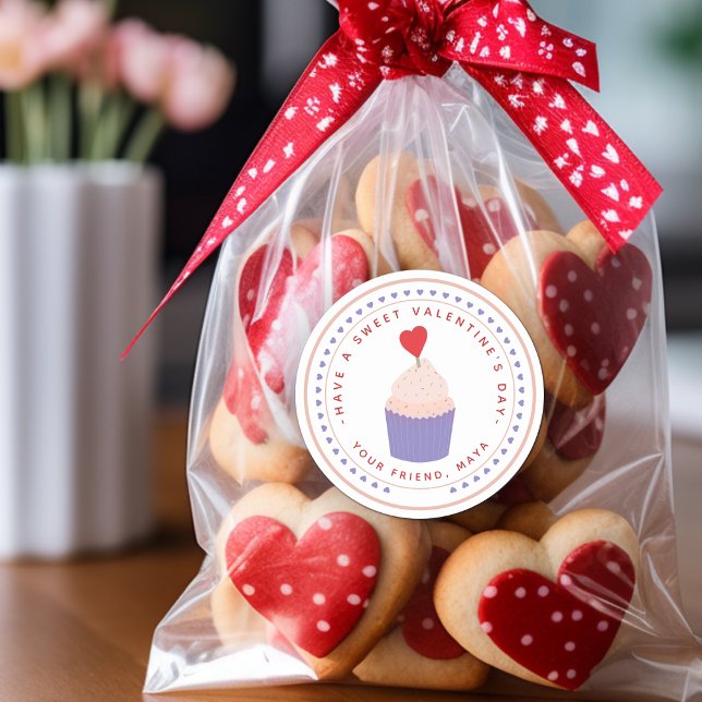 Sticker Rond Cadeau doux de la Saint-Valentin (Sweet Valentine's Favor Classic Round Sticker)