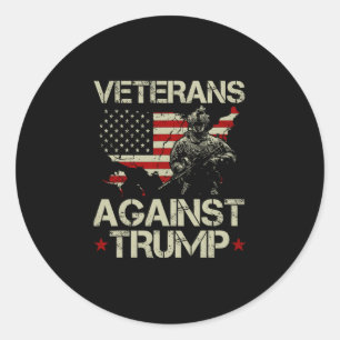 Sticker Rond Cadeau Drapeau Américain des Vétérans Contre Donal